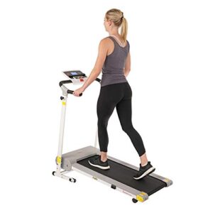 Sunny Health & Fitness SF-T7610 Electric Walking Folding Treadmill with LCD Display and Device Holder, 220 LB Max Weight, White