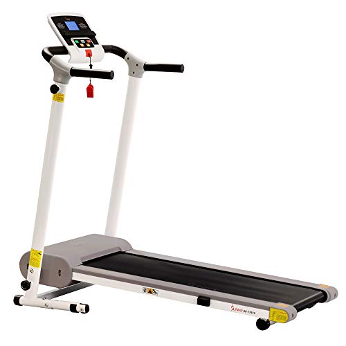 Sunny Health & Fitness SF-T7610 Electric Walking Folding Treadmill with LCD Display and Device Holder, 220 LB Max Weight, White