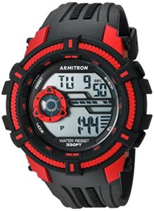 armitron sport men's 40/8384red red accented digital chronograph black resin strap watch