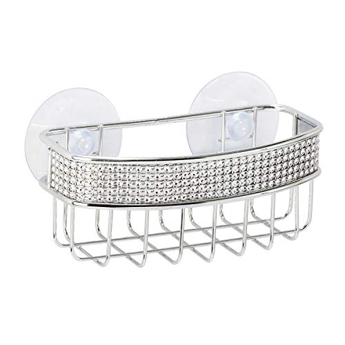 Kitchen Details Pave Diamond Sponge Holder | Suction Cup Mount | Holds 1 Sponge | Open Wire Water Draining | Chrome