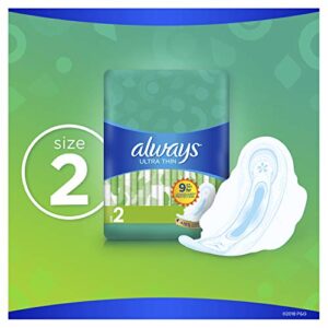 Always Ultra Thin, Size 2, Super Pads with Wings, Unscented, 32 Count