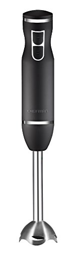 Chefman Immersion Stick Hand Blender with Stainless Steel Shaft & Blades Powerful Ice Crushing 2-Speed Control Handheld Mixer, Purees Smoothie, Sauces & Soups,300 Watts, Black