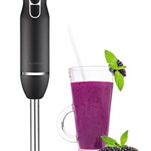 Chefman Immersion Stick Hand Blender with Stainless Steel Shaft & Blades Powerful Ice Crushing 2-Speed Control Handheld Mixer, Purees Smoothie, Sauces & Soups,300 Watts, Black