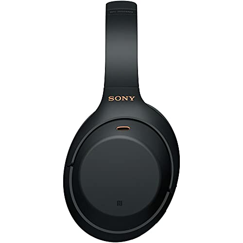 Sony WH-1000XM4 Wireless Noise Canceling Overhead Headphones with Mic for Phone-Call, Voice Control, Black, with USB Wall Adapter and Microfiber Cleaning Cloth - Bundle