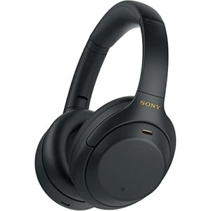Sony WH-1000XM4 Wireless Noise Canceling Overhead Headphones with Mic for Phone-Call, Voice Control, Black, with USB Wall Adapter and Microfiber Cleaning Cloth - Bundle