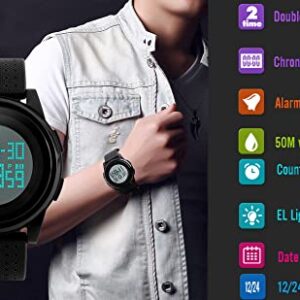 MJSCPHBJK Men's Digital Sports Watch Electronic Military Waterproof Watches for Men Outdoor Running with LED Back Light Alarm Stopwatch Army Watch