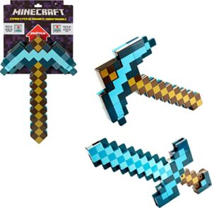 minecraft toys, sword and pickaxe, minecraft game transforming kid size role-play accessory (amazon exclusive)
