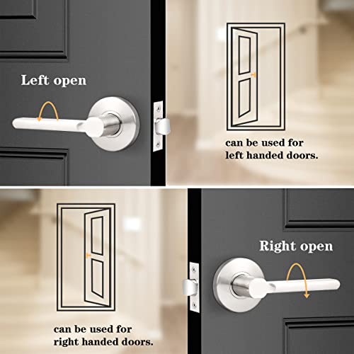 Probrico Keyless Door Lever Handles Passage Interior Locksets Brushed Nickel Finished Hardware 6 Pack