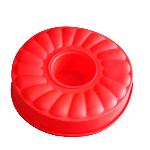 X-Haibei Round Tube Savarin Cake Pan Ice Cream Gelatin Bread Baking Silicone Mold 9.5inch