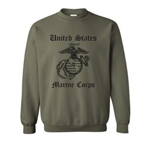 zerogravitee united states marine corps crewneck sweatshirt in military green (black text) - large