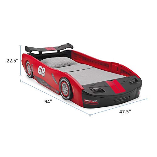 Delta Children Turbo Race Car Twin Bed, Red