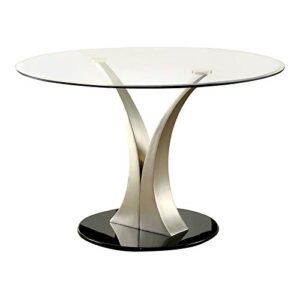 furniture of america lopez contemporary metal oval dining table in silver