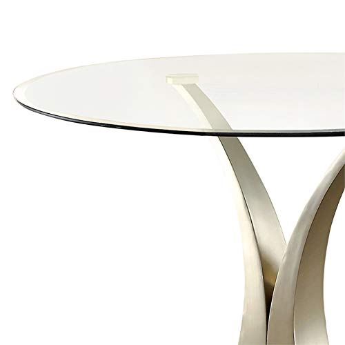 Furniture of America Lopez Contemporary Metal Oval Dining Table in Silver