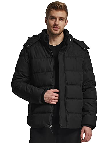Wantdo Men's Waterproof Quilted Puffer Jacket Thicken Warm Winter Coat (Black, Small)