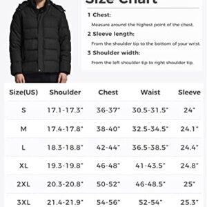 Wantdo Men's Waterproof Quilted Puffer Jacket Thicken Warm Winter Coat (Black, Small)