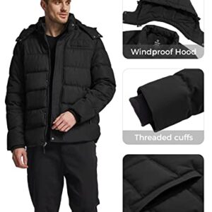 Wantdo Men's Waterproof Quilted Puffer Jacket Thicken Warm Winter Coat (Black, Small)