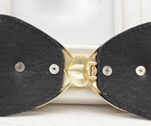 X&F Women's Elegant PU Bowknot Stretch Wide Belt Dress Decorative Waistbelts Black