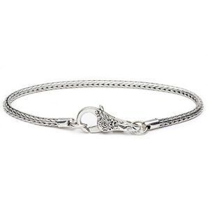 RUBYCA 5Pcs 20cm Bracelet 18KGP Silver Plated Heart Lobster Clasp Floral Snake Chain Charm Beads DIY