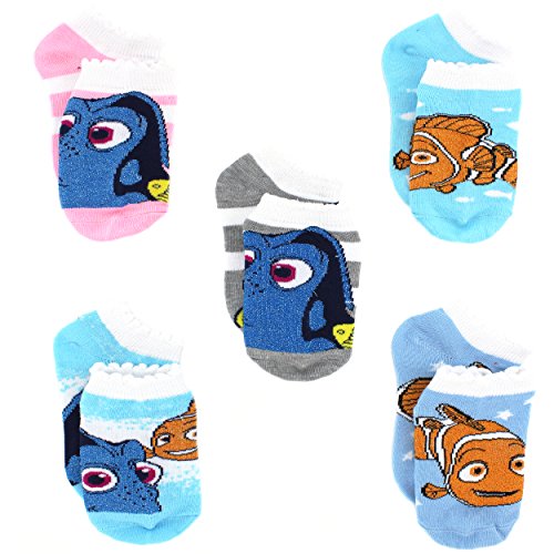 Finding Dory Nemo Girls 5 pack Socks (Shoe: 10-4 (Sock: 6-8), Lurex Dory Pastel)