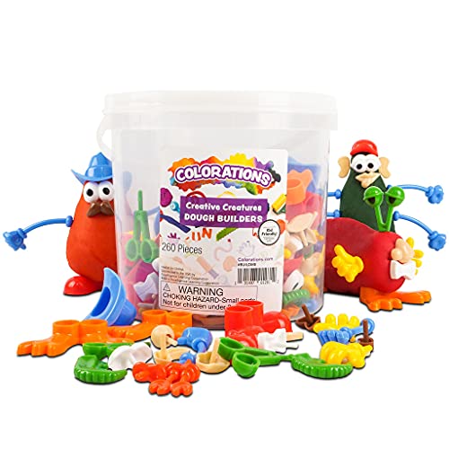 Colorations - BUILDME Creative Creatures Dough Builders (Includes 260 pieces) - Dough & Molding Clay Accessories for Kids - Screen-Free Play Time - Builds Animals & Characters