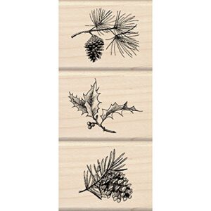 inkadinkado holiday sprigs wood stamp set_60-01139 1.5 x 2 inches