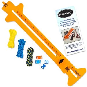 speedyjig xl paracord bracelet kit & jig | adjustable frame | craft 4” to 18” survival bracelets, jewelry, keychains | craft idea for adults & children | includes cords & buckles | usa made