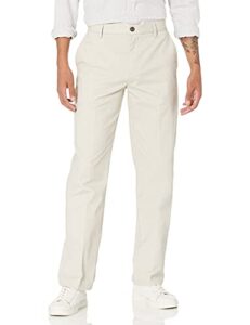 amazon essentials men's classic-fit wrinkle-resistant flat-front chino pant (available in big & tall), stone, 38w x 32l