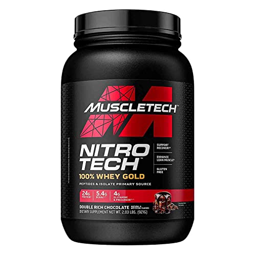 Whey Protein Powder | MuscleTech Nitro-Tech Whey Gold Protein Powder | Whey Protein Isolate Smoothie Mix | Protein Powder for Women & Men | Chocolate Protein Powder, 2 lbs (28 Serv)-package varies