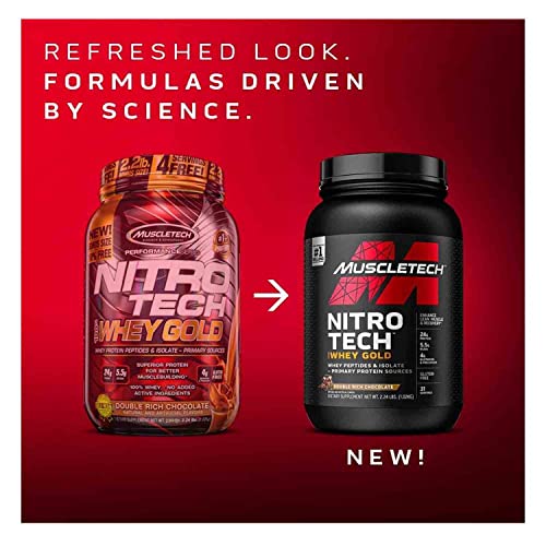 Whey Protein Powder | MuscleTech Nitro-Tech Whey Gold Protein Powder | Whey Protein Isolate Smoothie Mix | Protein Powder for Women & Men | Chocolate Protein Powder, 2 lbs (28 Serv)-package varies