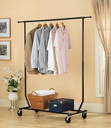 BestOffice 100 LB Heavy Duty Commercial Grade Clothing Garment Rolling Collapsible Rack, Black