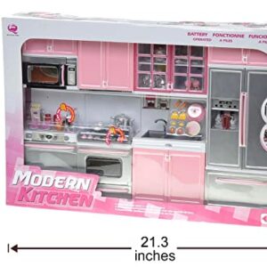 PowerTRC Kids Battery Operated Modern Kitchen Playset Great for Dolls and Toy Figures