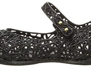 mini melissa Girl's Mini Campana Zig ZAG VI Mary Jane, Black Glitter, 5 M US Toddler