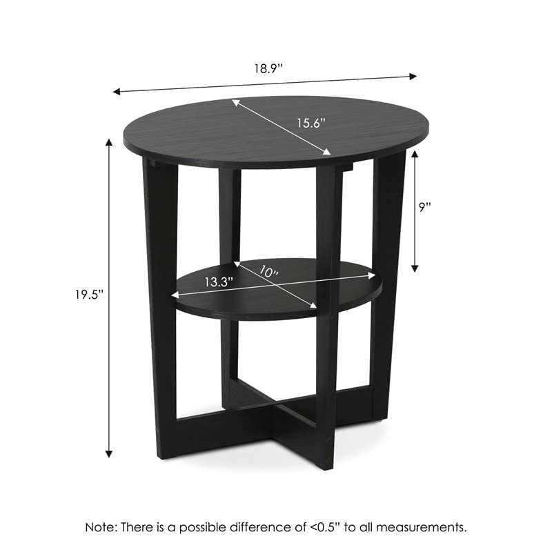 Furinno JAYA Oval End Table, Two, Walnut