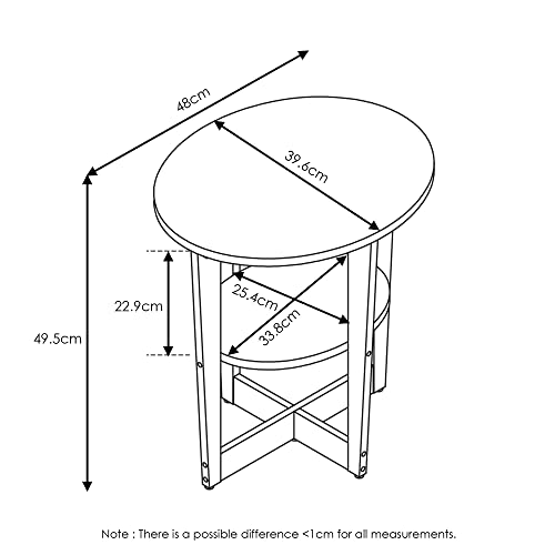 Furinno JAYA Oval End Table, Two, Walnut