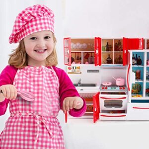 Liberty Imports Gourmet Red Doll Modern Kitchen Mini Toy Playset with Lights and Sounds, Perfect for 12 Inch Dolls