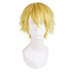 mapofbeauty 12"/30cm men male short cosplay wigs (blonde)