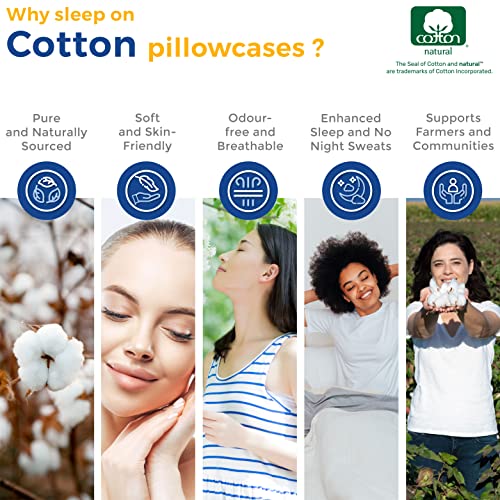 600 Thread Count 100% Egyptian Cotton Pillow Cases, White Standard Pillowcase Set of 2, Long-Staple Combed Pure Natural 100% Cotton Pillows for Sleeping, Soft & Silky Sateen Weave Bed Pillow Cover