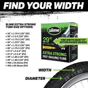 Slime 30070 Bike Inner Tube with Slime Puncture Sealant, Extra Strong, Self Sealing, Prevent and Repair, Schrader Valve, 29 x 1.85-2.20"