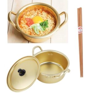 Korean Noodle Pot Hot Shin Ramyun Aluminum 6.3"(16cm) + SoltreeBundle Natural Bamboo Chopstick (1 Pairs)