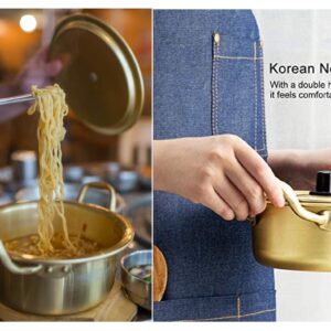 Korean Noodle Pot Hot Shin Ramyun Aluminum 6.3"(16cm) + SoltreeBundle Natural Bamboo Chopstick (1 Pairs)