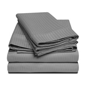 superior 1000-thread, grey, 4-pieces egyptian cotton 1000 thread count oversized california king sheet set stripe