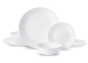 corelle livingware 12 piece dinnerware set, winter frost white , service for 4