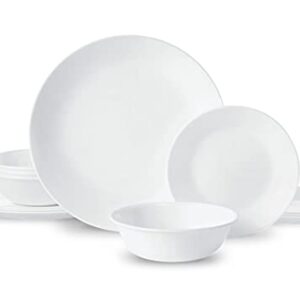 Corelle Livingware 12 Piece Dinnerware Set, Winter Frost White , Service for 4