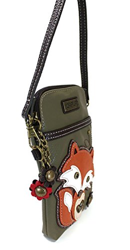 Chala Crossbody Cell Phone Purse - Women PU Leather Multicolor Handbag with Adjustable Strap - Fox - Olive