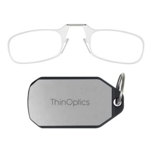 thinoptics keychain case + rectangular reading glasses, clear, 44 mm + 1.5