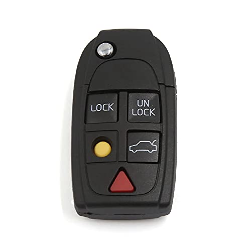 uxcell Car Replacement Remote Key Fob Shell Case for Volvo S60 S80 V70 XC70 XC90 5 Key Button Black