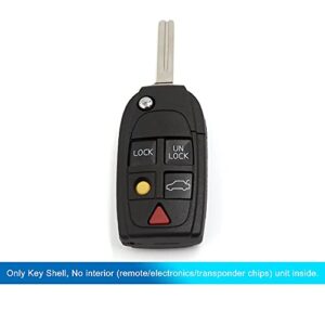 uxcell Car Replacement Remote Key Fob Shell Case for Volvo S60 S80 V70 XC70 XC90 5 Key Button Black