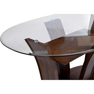 Furniture of America Waverly Wood Glass Oval Dining Table in Brown Cherry