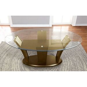 furniture of america waverly wood glass oval dining table in brown cherry