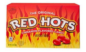red hots cinnamon flavored candy, back to school candy, 5.5 ounce movie theater candy box (pack of 12)